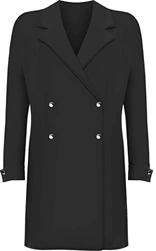 FAIRY BOUTIQUE Dam överdimensionerad mode dubbelbröst blazer klänning långärmad lös blazer elegant kappa ytterkläder jacka, Svart, 52-54