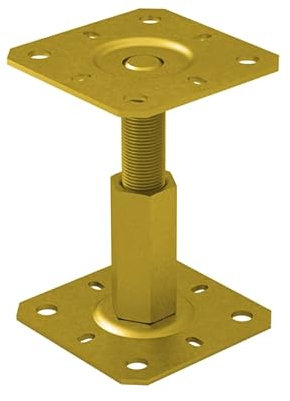 GRUNDLINE Support de poteau réglable en hauteur de 100 à 150 mm - Support de poteau à visser - Pied de support - Ancrage de poteau - Douille à visser - Ancre - Tige filetée M20 - Plaque d'ancrage 100