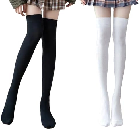 KEYRI 2 Paires de Chaussettes Hautes à Genoux Tricotées, Longues Bas Décontractés pour Femme Fille - Taille Unique