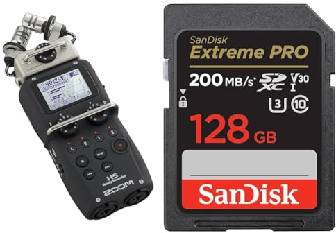 Zoom - H5 - Tragbarer 4-Spur-Recorder mit herausnehmbaren Kapseln - Lieferung mit XY-Kapsel & SanDisk Extreme PRO SDXC UHS-I Speicherkarte 128 GB (V30