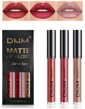 Desing Wish 3 Piezas Pintalabios Permanente Rojo Labiales Mate Larga Duracion Labial Lip Tint Gloss Stain Brillo Tinta Barra de Labios Tinte Labios Lipstick Set Kit Maquillaje Mujer Regalo Cumpleaño