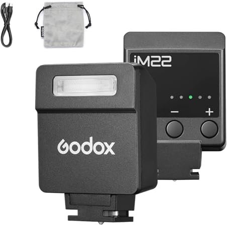 Godox iM22 - Mini Flash de cámara con batería de 470 mAh, 440 Flash de Potencia Completa, 5 Niveles para cámaras Sony zve10, zv1, etc., Canon, Nikon, Fuji, Olympus