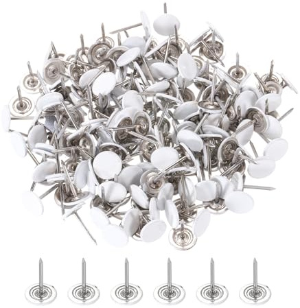 PATIKIL 200 Pack 0.43 inch Tête Plate Ronde Punaises Décoratives Blanc