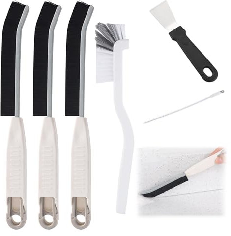 Yeria Set de Limpieza 6 Piezas con 3X Cepillo para Juntas, Cepillo Angular 90° para Baño, Cocina, Baldosas - Productos para Hogar