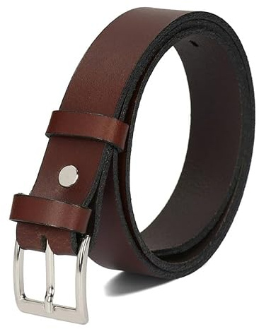 BeKiddy Ceinture Cuir Enfant Réglable Garçons Filles 55-75 cm | Item Highlight: 100% cuir véritable, Marron Noir ou Bleu Marine, Boucle rectangulaire, 6 trous réglables, 55 à 75 cm
