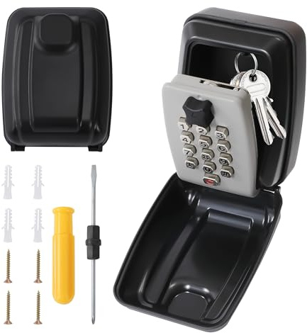 Jesustree Caja de Seguridad para Llaves, Custodia de Llaves Pared Impermeable, Fuerte de Exterior, Montada en la Pared, Armarios de con Gancho, para Casa, Oficina
