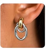JeryWe Boucle d'Oreille Clip Femme Non Percées Hypoallergénique Plaqué Or 14K Non Ternissable Nœud Clips Oreilles Non Percées Statement Boucles d'Oreilles Femme Pendantes Chunky Bijoux Cadeau