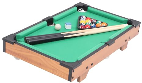KIMISS Set di Giochi da Tavolo da Biliardo Piccolo - Mini Tavolo da Biliardo con 16 Palline, 2 Stecche, Rastrelliera Triangolare e Gesso - Ideale per Serate di Gioco in Famiglia Ed Eventi Sociali