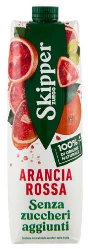 Skipper Arancia Rossa Senza Zuccheri Aggiunti, Succo Naturale, 1L, Confezione da 12 Brick