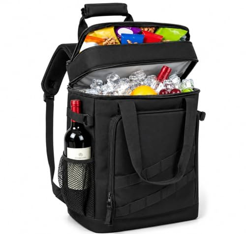 Mochila refrigeradora de 40 l, ligera con abridor de botellas, para playa, viajes, camping y almuerzo (negro)