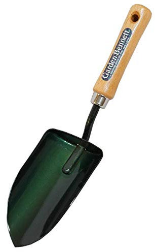 Japanese Garden Shovel Small Portable Hand Tool for Digging and Transplanting, Heavy Duty Japanese Steel Wood Handle, Made in Japan, Soil Scoop Tool, Black