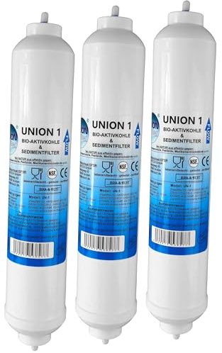 UN-3. Wasserfilter für Samsung LG AEG Simens Haier Bosch Side by Side Kühlschrank, externer Kühlschrankfilter mit integriertem 1/4 Zoll Schlauchanschluss