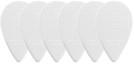 D-Grip Plectrum - Janicek Nylon Picks - Balkan Shape - for Ethno-Folk Instruments Mandolin, Bouzouki, Balalaika - 0.70 mm White - Pack of 6 - with Non-Slip Textured Surface – Made in Czech Republic