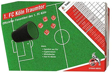 1. FC Köln Würfelbecher - Traumtor - Logo mit 5 Würfeln, Knobelspiel - Plus Lesezeichen I Love Köln