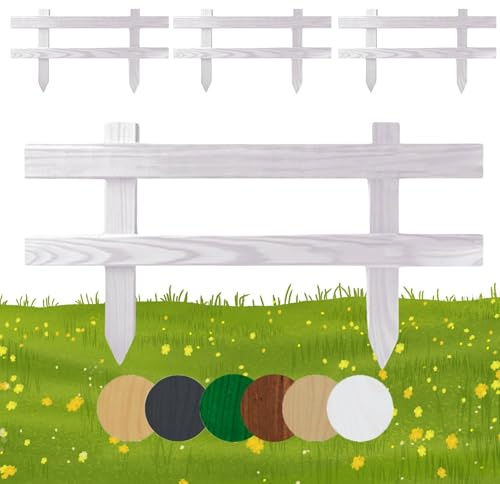 Floranica Liten trädgårdsstaket 4 st. 30 cm x 50 cm vit – Mini stickstaket, dekorativt staket, friesiskt staket, spjälstaket, för nedstickning, trädgårdsstaket, rabattstaket, impregnerat furuträ