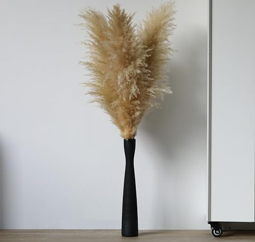 AETVRNI 16 Tall Black Ceramic Vase,Floor Vase for Pampas Grass,Minimalist Tall Skinny Vases for Home Decor,Entryway,Bookshelf,Fireplace,Shelf Decorative,Black 40cm