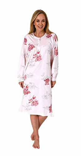 NORMANN-Wäschefabrik Elegantes frauliches Damen Nachthemd,105 cm Länge, Knopfleiste am Hals - 202 210 90 600, Farbe:rosa, Größe:44-46