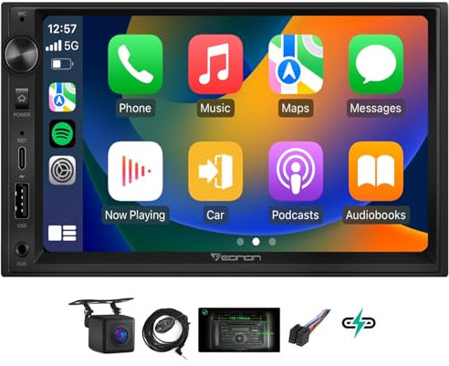 Eonon 7 Inch QLED Double Din Headunit Linux Car Stereo Wireless CarPlay Android Auto Bluetooth USB DSP Support Type-C USB Fast Charge Touchscreen MirrorLink Video In/Out AUX In with Backup Camera X3