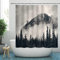 YISURE Duschvorhang Wald Berg 180x180, Natur Landschaft Nebelwald Duschvorhang badewanne Textil Wasserabweisend waschbar mit 12 Metallösen, Breite 180 x Höhe 180cm