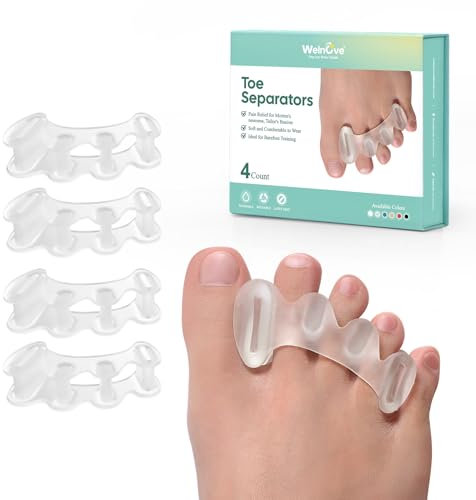 Welnove Zehentrenner zur Korrektur von Ballenzehen - Zehentrenner für Frauen und Männer, Fußschmerzen lindern, Fußausrichtung, einstellbare Zehenbegradiger für Hammerzehen (2 Paar mit Geschenkbox)