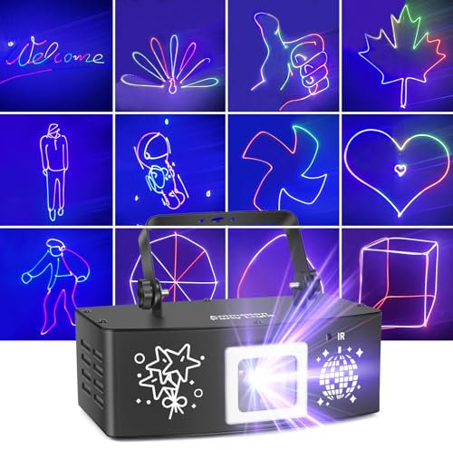 Discolicht Partylicht,T01, 3D RGB Animation Party Licht DMX 512 Beam Effekt Licht, mit Fernbedienung Musik Sound Activated DJ Disco Lichter für Halloween Geburtstag Party Bar Nachtclub KTV
