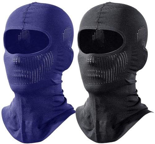 WTACTFUL 2 Stück Sturmhaube Motorrad Sommer Atmungsaktiv Sturmmaske Balaclava Herren Ski Maske Winter Warme Winddicht für Motorrad Fahren Skifahren Snowboarden Schwarz Blau