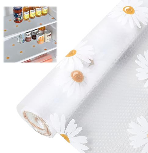 Tappetini Frigorifero Antibatterici, 30 x 500cm Frigorifero Lavabile Non Adesivo Tappetino, Tappetini Antiscivolo per Cassetti Fodere, Tagliabili Frigorifero Mat per Frigoriferi, Cassetti, Armadietti