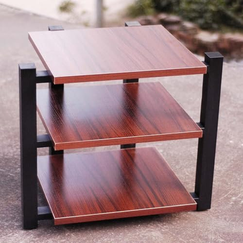 Audio-Displayständer Multifunktionales Ablageregal TV Rack HiFi Regal Audio Schrank Bodenstehender Audioständer Beweglicher Eck-TV-Ständer für Wohnzimmer Schlafzimmer Aufnahmestudio.(Walnut,70x55x65cm