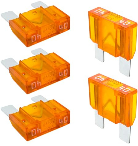 Tecside 40A KFZ Maxi Sicherungen | 5 Stück | 29mm Stecksicherungen für Stromdieb & Sicherungshalter 12V 24V 32V Flachsicherungen für Auto, Boot, Motorrad & Wohnmobil | iMaXX maxiOTO F9040 Orange