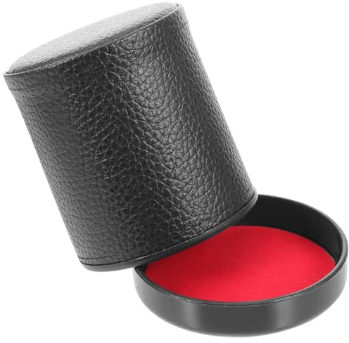 TOBBOMEY - Vaso de dados silenciador de piel roja con fieltro interior y tapa extraíble de 4 pulgadas para juegos de dados en casa bar fiesta y ktv