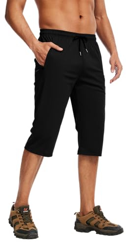 YAOHUOLE 3/4 Décontracté Shorts pour Homme Shorts et Bermudas Homme Shorts de Randonnée Noir 2XL