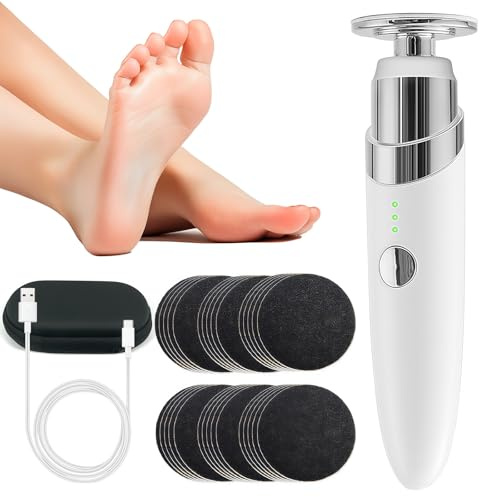 Electric Foot File Hard Skin Remover，Electric Foot File with 30Pcs Sandpaper and Organizer, Cordless Adjustable Speed Electric Callus Remover for Feet, Rechargeable Pedicure Tool for Feet Dead Skin