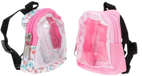 HEALEEP Mini Paquet à Dos Pour Poupée Modèle Double Pièce Pvc Transparent Et Rose Floral Décoration Maison De Poupée Accessoire Bricolage