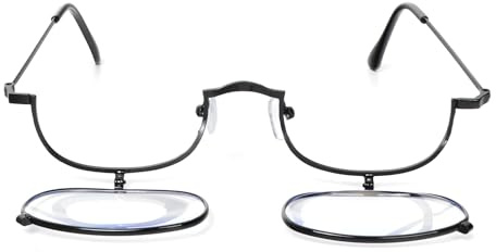 KoKoBin Occhiali da lettura in metallo per trucco da donna Specchio da trucco rotante portatile (Nero, 2, x)