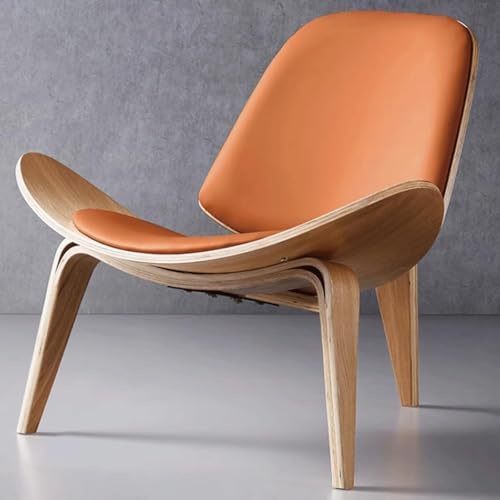 NMVAWIPT Solid Wood Mid Century Chair Tripod Shell Design Single Leather Accent Suitable For Living Room Hotel Office(Color 7)