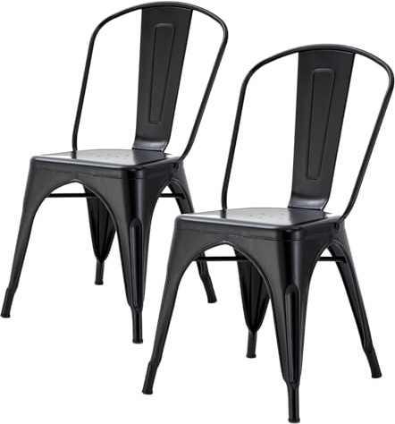 Durabull - Tolix Style Metal Dining Chair – Industrial Stackable Steel Bistro Chair with Powder-Coated Finish for Kitchen, Cafe & Patio