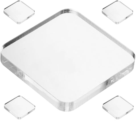 VILLCASE Set 5 Pezzi Blocchi Acrilici Trasparenti 10X10 CM per Timbri Fai da Te Strumenti Scrapbooking per Supporto Creativo per Pittura e Artigianato Educativo