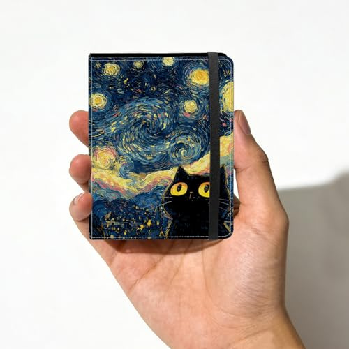Mini Photos Album Book 2x3 Inch Films 120 Pockets Small Photo Album with Strong Elastic Band for Fujifilm Instax Mini Instant Camera/Polaroid Hi-Print Pictures, Starry Night Cat Art