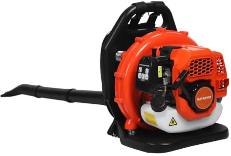 Souffleur Feuille Thermique, 52cc Souffleur Feuille Essence, souffleur de Feuilles sans Fil, soufflage puissante 550 CFM à Deux Temps, adapté au ramassage des Feuilles mortes, au déneigement Orange