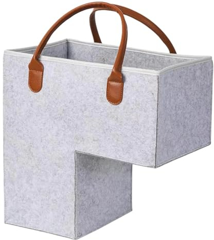 Cesto per Scale Organizer per Scale in Feltro di L Cestino Portaoggetti per Scale 41 x 26 x 41 cm Cestino per Scale per Riporre Oggetti, Organizzatori, Decorazioni per la Casa (Grigio)