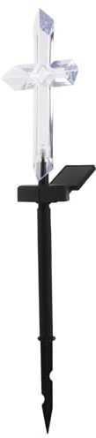 NUOBESTY Luce Solare per Tomba Cimitero a LED con Cambio Colore, Croce Commemorativa da Esterno per Decorazioni Tombali, Rilevamento Luce Automatico, Resistente alle Intemperie,
