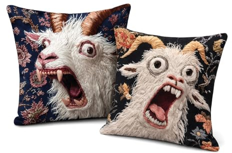 Yulondar 2Pcs Screaming Goat Pillow Cover, 45x45cm/17.7 Soft Plush