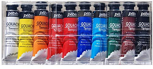 Pebeo 21305 Gouache Tube 10 ml Pack of 10 Assorted Colour