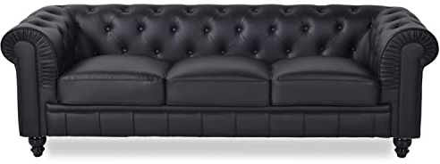INTENSE DECO Canapé Chesterfield 3 Places Regency Noir
