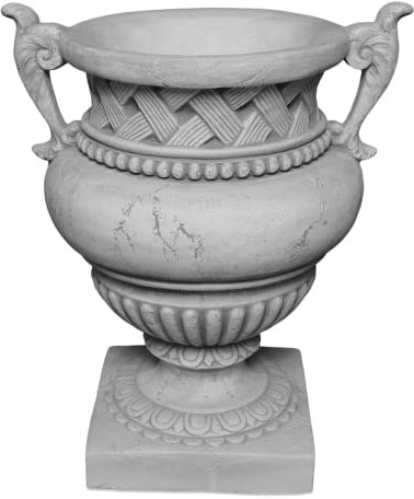 gartendekoparadies.de Imposanter Blumentopf Pflanzgefäß aus Steinguss, H. 53 cm, 8 Liter, 43 kg, Grau, frostsicher für Außenbereich