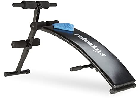 Relaxdays Banc Sit Up musculation abdominaux dos appareil de fitness rembourré entraînements exercices 6 positions, noir