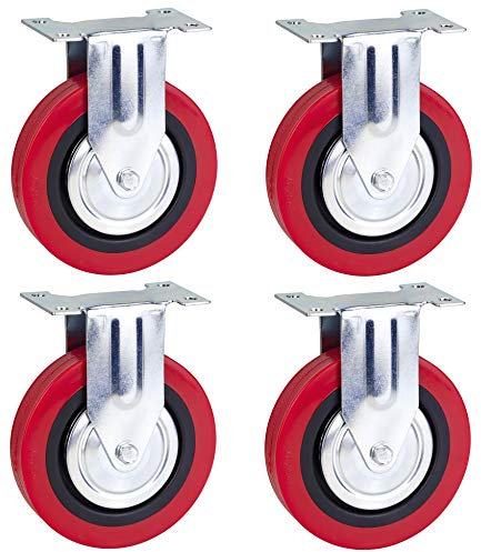Ruedas fijas de poliuretano de 125 mm (PU) – Heavy Duty – Ruedas para muebles, electrodomésticos y equipos de Bulldog Castors – Máximo 500 kg por juego