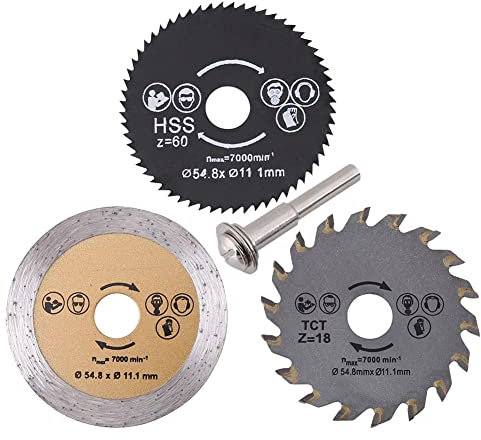 Lama Circolare, Fydun 3pz 54,8mm HSS Seghe Circolari Mini Circolare per Legno Disco Fresa + Mandrino