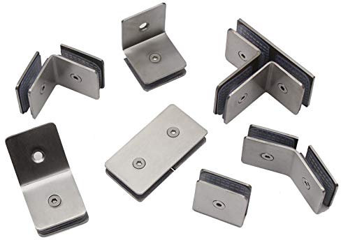 Edelstahl Glashalter in 7 Ausführung & Passend für Glasstärken von 6-8,78mm (Verbinder Glas/Glas)