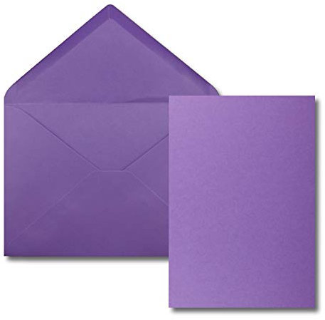 FarbenFroh by GUSTAV NEUSER 25 Stück Karte mit Umschlag Set - Einzel-Karten Din A5-14,8 x 21 cm violett mit Brief-Umschlägen Din C5-15,4 x 22 cm violett - Nassklebung